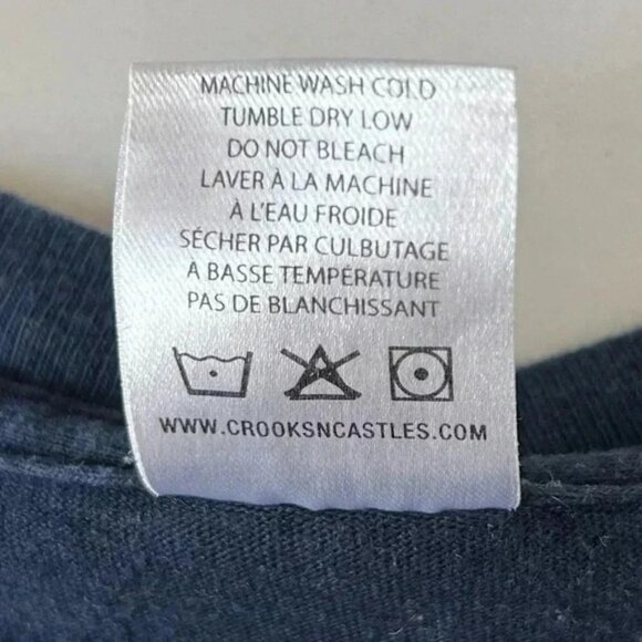 Crooks & Castles Mens Long Sleeve Graphic Print T-Shirt Blue Yellow Medium - Picture 10 of 13